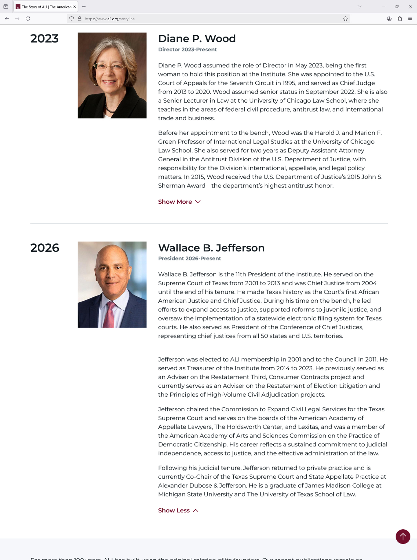 The ALI Timeline